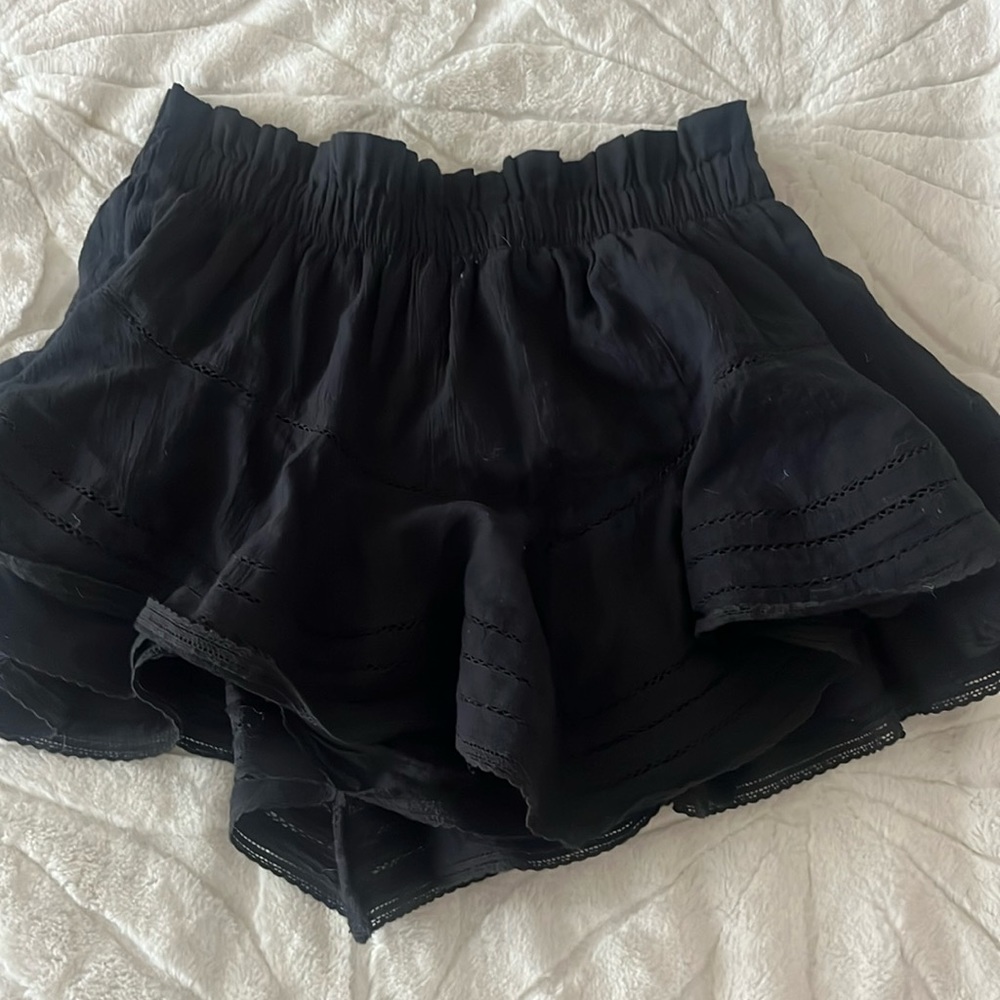 aerie black ruffle mini skirt